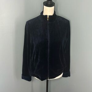 ***Relaxed by Charter Club Women’s Blue Velour Zip Jacket Sz M